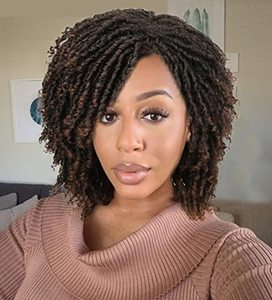 lot 25249 image: Lady Hanne Dreadlock Wig Black Brown Short Curly Braided Twist Dreadlock Wigs Heat Resistant Synthetic Daily Party Replacement Wig for Women
