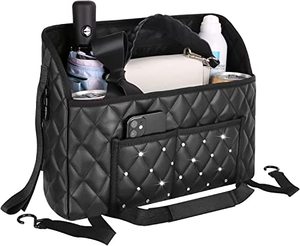 lot 25257 image: Sinouso Car Purse Holder Between Seats, Premium Leather, Car Net Pocket Handbag Holder, Car Front Seat Organizer for Car Organizer and Storage