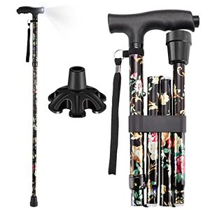 lot 25283 image: LIXIANG Walking Cane for WomenMenSeniors, Adjustable Folding Walking Cane with Light, Lightweight Portable Collapsible Cane for Senior Balance