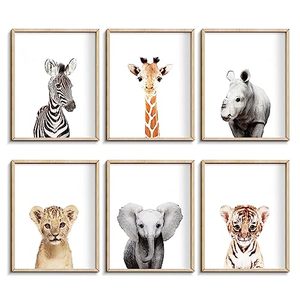 lot 25284 image: Nursery Baby Room Wall Art Decor, Jungle Nursery Baby Animals Nursery Decorations, Cute Nursery Safari Decor Baby Bedroom Decorate(8x10, UNFRAMED)(Jungle)