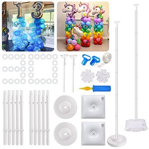 lot 25299 image: IDAODAN 2 Set Balloon Column Kit for Kids, Balloon Column Stand with Base, 65 inch Height Balloon Tower Stand for Wedding Baby Shower Birthday Party Event Decorations