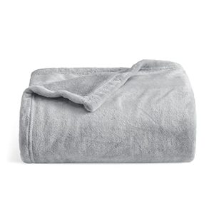 lot 25301 image: Bedsure Twin XL Fleece Blanket Dorm Bedding - Lightweight Soft Cozy Blankets for Bed, Sofa, Couch, Travel, Camping,Light Grey, 66x90