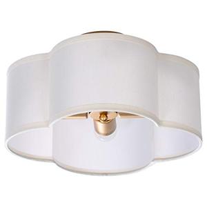 lot 25303 image: VILUXY Semi-Flush Mount Ceiling Light Fixture Cream White Fabric Drum Shade Antique Brass Brush Paint Finish for Bedroom, Dining Room, Corridor, Living Room 13.77 4-Light