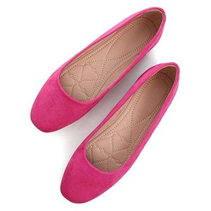 lot 25312 image: SAILING LU Rose Red Flats for Women Comfortable Wide Width Square Toe Ballet Shoes Dressy Slip-ons Loafers Size 10.5