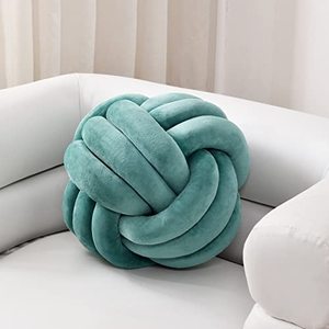 lot 25316 image: Sioloc Soft Knot Ball Pillows,Round Throw Pillow Cushion Home Decoration Plush Pillow,Throw Knotted Pillow Handmade Round Plush Pillow7.8inches,Teal