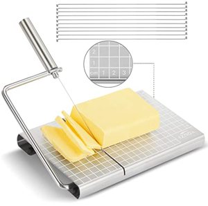 lot 25327 image: Cheese Slicer & Cheese Cutter  Stainless Steel cheese slicer with 10 Replacement-wires  Cheese Cutter for Block Cheese Metal Cheese Slicer Cutting Board Kitchen Gadgets Gift Set for Cheese Butter