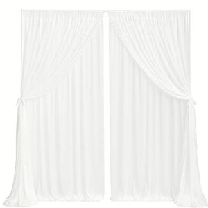 lot 25328 image: Lings Moment 10ft x 10ft 2 Layer Chiffon Like Backdrop Curtains Sheer Fabric with Silver Sparkle Wrinkle-Free Drapes for Bridal Shower Baby Shower Wedding Arch Party Stage Decoration - White