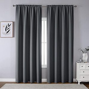lot 25330 image: CUCRAF Blackout Curtains 90 inches Long, Room Darkening Window Curtain Panels, Rod Pocket Thermal Insulated Solid Drapes for Bedroom Living Room, 52x90 inch, Dark Grey, Set of 2 Panels