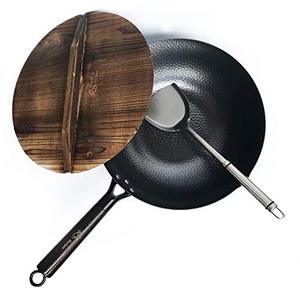 lot 25337 image: Souped Up Recipes Carbon Steel Wok For Electric, Induction and Gas Stoves (Lid, Spatula and User Guide Video Included)