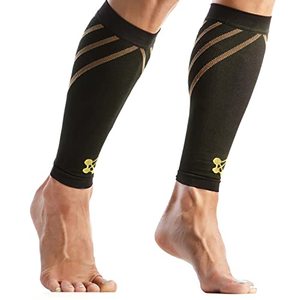 lot 25342 image: CopperJoint Calf Compression Sleeves for Men & Women - Leg Sleeve and Shin Splints Support - Ideal for Leg Cramp Relief, Varicose Veins, Running - 20-30mmHg Copper Infused Nylon Medium