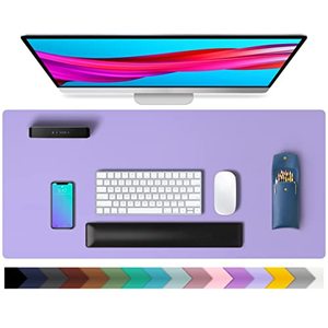 lot 25347 image: Desk Pad Protector for Mouse Pad, Non-Slip PU Leather Blotter for Laptop,Waterproof for Writing, Office and Home (31.5 x 15.7, cream colored, see pic