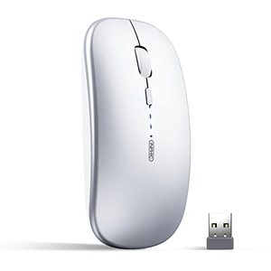 lot 25366 image: INPHIC Bluetooth Mouse, Slim Silent Rechargeable Wireless Mouse (Tri-Mode BT 5.04.02.4G), 1600DPI Portable Mouse for MacBook Laptop Android Tablet, Silver