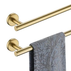 lot 25452 image: JQK Bath Towel Bar Brushed Gold, 18 Inch 304 Stainless Steel Thicken 0.8mm Towel Rack Bathroom, Towel Holder Wall Mount, Total Length 20.47 Inch 2 Pack, TB110L18-BG-P2