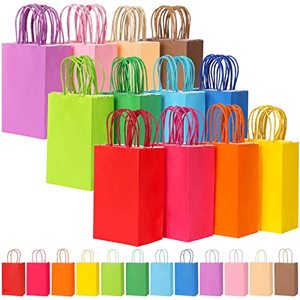 lot 25461 image: TOMNK 72pcs Party Favor Bags Kraft Paper 12 Colors Small Gift Bags Bulk, Goodie Bags with Handles for Christmas Day, Birthday Party, Wedding, Baby Shower, Crafts and Party Supplies