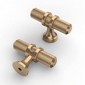 lot 25466 image: Asidrama 10 Pack Knurled Champagne Bronze Kitchen Cabinet Knobs Gold Dresser Knobs Drawer Knobs Single Hole Cabinet T Bar Pull Handles for Kitchen Wardrobe Cupboard