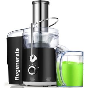 lot 25477 image: 600W 3 Speeds Juicer Machines Vegetable and Fruit, Regenerate Centrifugal Juice Extractor with Wide Mouth 3� Feed Chute, Easy to Clean, BPA-Free Compact Centrifugal Juice Maker, Black