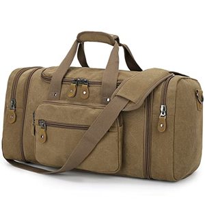 lot 25483 image: Gonex Canvas Duffle Bag for Travel 60L Duffel Overnight Weekend Bag(Coffee)