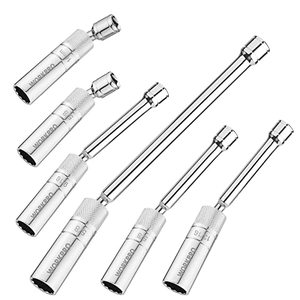 lot 25484 image: WORKPRO 6PC Magnetic Swivel Spark Plug Socket Set, Includes 916-inch, 58-inch, 1316-inch, 14MM Thin Wall Sockets with 4, 6, 11-inch Extensions, 38 Drive with 12 Points, Magnetic Core