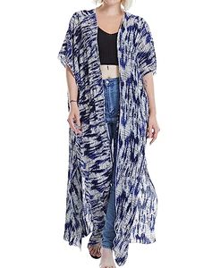 lot 25486 image: Weecreeture Long Kimonos For Women Casual Boho Summer MaxiBeach Kimono Cardigans Cover Ups For Swimwear Women Dress  NO SIZE ON GARMET 