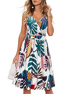 lot 25492 image: VOTEPRETTY Womens V Neck Floral Spaghetti Strap Sundress Casual Summer Party Swing Dress with Pocket(Floral11,L)
