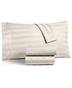 lot 25501 image: Charter Club Damask Stripe Queen 4 Pieces Sheet Set, 550 Thread Count Supima Cotton Ivory
