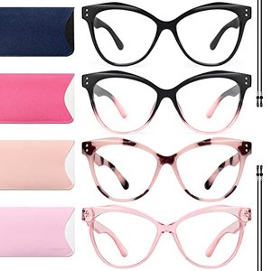 lot 25513 image: Gaoye 4 Pack Cat Eye Reading Glasses for Women Men - Stylish Magnifying Blue Light Readers Anti GlareUV Ray (B-4Color Mix, 1.50, multiplier_x)