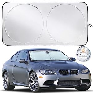 lot 25521 image: Car Windshield Sun Shade - Blocks UV Rays Sun Visor Protector, Sunshade To Keep Your Vehicle Cool And Damage Free, Easy To Use, Fits Windshields of Various Sizes