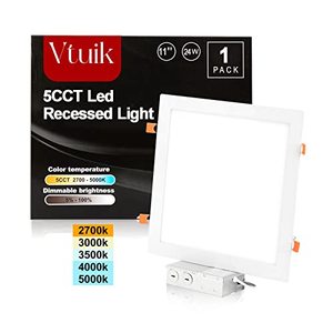 lot 25525 image: Vtuik 11 inch 24W Dimmable Square LED Can Light Retrofit with Junction Box, 1920lmCRI85 Ultra Thin LED Downlight 5CCT 2700K-5000K Adjustable with a Simple Switch IC Rated,ETL Listed
