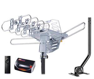 lot 25526 image: PBD WA-2608 Digital Amplified Outdoor HD TV Antenna  APPEARS LIGHTLY USED  with Mounting Pole & 40 ft RG6 Coax Cable 150 Miles Range Wireless Remote Rotation Support 2TVs