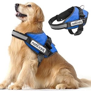 lot 25539 image: Nobleza Dog Vest Harness, Reflective No Pull Dog Harness with Handle and Soft Padding, Adjustable Easy On Grip Harness for Dogs with Velcro for Small Medium Large Breeds (Blue, L)