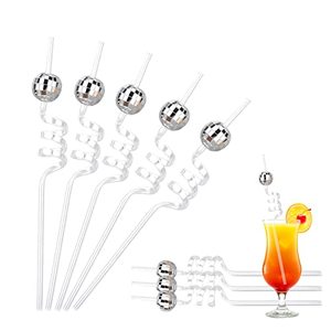 lot 25542 image: 12 Pack Disco Ball Straws, Disco Party Decorations Bachelorette Straws Reusable Plastic Straws, Suitable for Disco Party Home Bar Karaoke Birthday Party Wedding Christmas Decorate