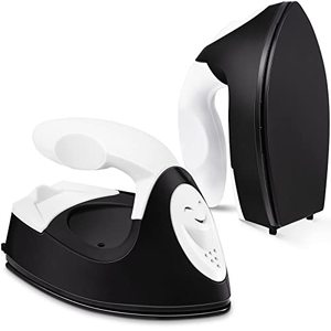 lot 25544 image: Mini Craft Iron Mini Heat Press Mini Iron Portable Handy Heat Press Small Iron with Charging Base Accessories for Beads Patch Clothes DIY Shoes T-Shirts Heat Transfer Vinyl Projects (Black)