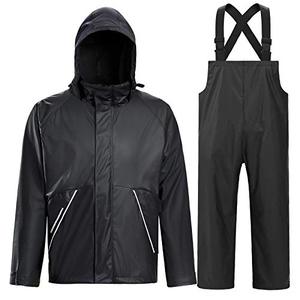 lot 25560 image: TOWN&FIELD Rain Suits for Fishing Waterproof Rain Gear for Men Women Heavy Duty Rain Coat Jacket with PantsOveralls(Black,XL)