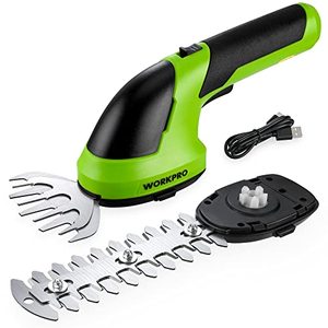 lot 25567 image: WORKPRO Cordless Grass Shear & Shrubbery Trimmer - 2 in 1 Handheld Hedge Trimmer 7.2V Electric Grass Trimmer Hedge ShearsGrass Cutter Rechargeable Lithium-Ion Battery and Type-C Cable Included