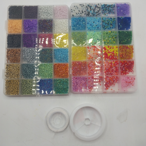 lot 25569 image: UOONY 35000pcs 2mm Glass Seed Beads for Jewelry Making Kit, Tiny Beads Set for Bracelets Making, DIY, Art and Craft with Rolls of Elastic String Cord,