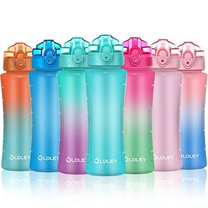 lot 25576 image: OLDLEY Kids Water Bottle with Straw for School Girls Boys, 15 oz Unbreakable Leak-Proof BPA-Free Motivational Water Bottles with Times to Drink for Travel Sports Gym, 1 Straw Lid, Mint