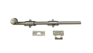 lot 25578 image: QCAA Solid Brass Dutch Door Bolt, 12, Satin Nickel, Made in Taiwan, 1 Pack