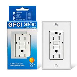 lot 25581 image: GFCI Outlet Receptacle 15 amp-Weather Resistant Self Testing Tamper Resistant Duplex Ground Fault Circuit Interrupter Outlet UL Certified for HomeCommercialOutdoorIndoor