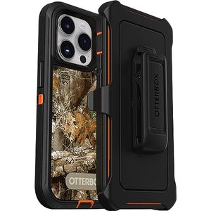 lot 25592 image: OtterBox Defender Series Screenless Edition Case for iPhone 14 Pro (Only) - Holster Clip Included - Microbial Defense Protection - Non-Retail Packaging - Realtree Blaze Edge (Camo)