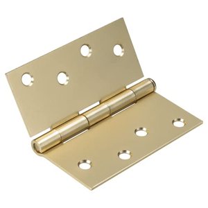 lot 25597 image: HaliwuBrass Door Hinges, Satin Gold Door Hinge 4 inch, Hinges for Doors Interior, Square Door Hinges Butt Hinges (6 Pack)
