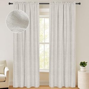 lot 25610 image: 100% Blackout Shield Linen Blackout Curtains 96 Inches Long 2 Panels Set, Blackout Curtains for BedroomLiving Room, Thermal Insulated Rod Pocket Window Curtains & Drapes, 50W X 96L, Beige