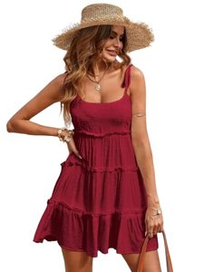 lot 25629 image: Narecte Summer Cami Dresses,Beach Dresses for Women,Boho Dress for Women,Wedding Guest Dresses for Women,Sundresses Burgundy M
