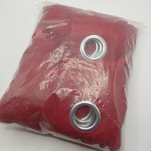 lot 25634 image: red curtains with silver Eyelet holes  SIZE UNKNOWN
