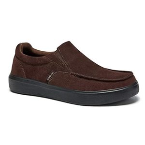 lot 25642 image: OrthoComfoot Flat Feet Shoes for Men,  APPEARS HEAVILY WORN  Orthotic Insoles for Arch Pain High Arch, Comfortable Slip-On Work Shoes for Plantar Fasciitis Dark Size 9.5