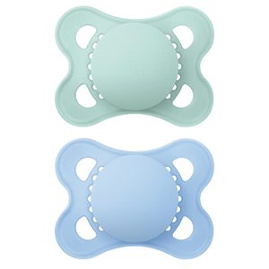 lot 25644 image: MAM Original Matte Baby Pacifier,  LOOKS SLIGHTLY USED Nipple Shape Helps Promote Healthy Oral Development, Sterilizer Case, Boy and Girl , 0-6 Months (2 Count)