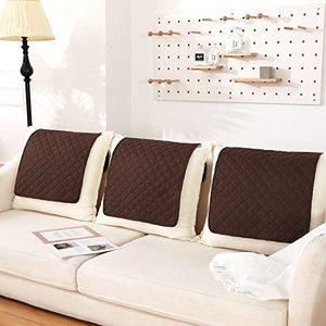 lot 25646 image: Moukeren 3 Pieces Recliner Headrest Protector Headrest Cover for Recliner Chair Sofa Headrest Covers Couch Headrest Protector Recliner Chair Head Protector Cover for Sofa Furniture Protectors (Brown)