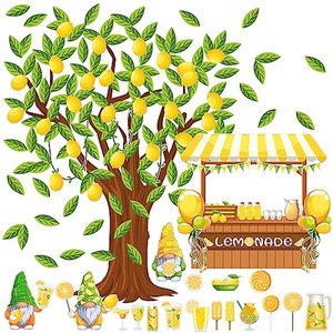 lot 25647 image: Glenmal 102 Pcs Lemon Classroom Tree Bulletin Board Set Summer Bulletin Boards Decoration with Lemon Zest Lemonade Stand Dot Leaves Lemons Gnomes Cutouts for School Classroom Chalkboard Wall Decor CONTENTS NOT VERIFIIED 
