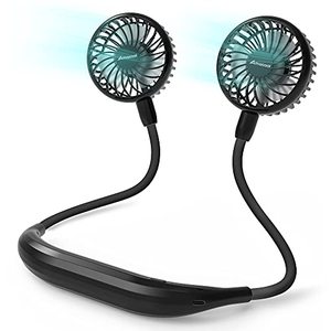 lot 25654 image: AMACOOL Neck Fan Battery Operated Neckband Fan Hand-Free Wearable Personal Fan for Hot Flashes Home Office Travel Outdoor Sports (Black)