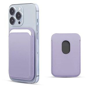 lot 25657 image: WALLFID Magsafe Wallet Leather Compatible with iPhone 15141312 ProMaxPlusMini,RFID Card Holder with MagSafe Magnet (Purple)