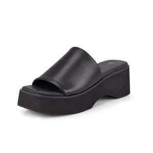 lot 25661 image: zero-sum Womens Platform Wedge Sandals Comfort Square Open Toe Mules Classic Backless Slip On Slippers Summer Casual Slides for Women Black Size 7